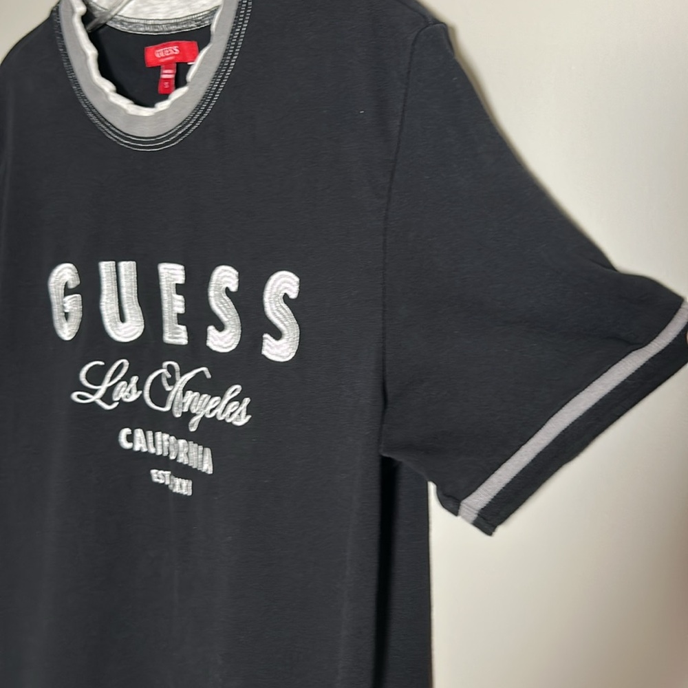 Guess Jeans Los Angeles Embroidered Women’s Small Ringer Top Sz S 100% Cotton - Picture 4 of 10